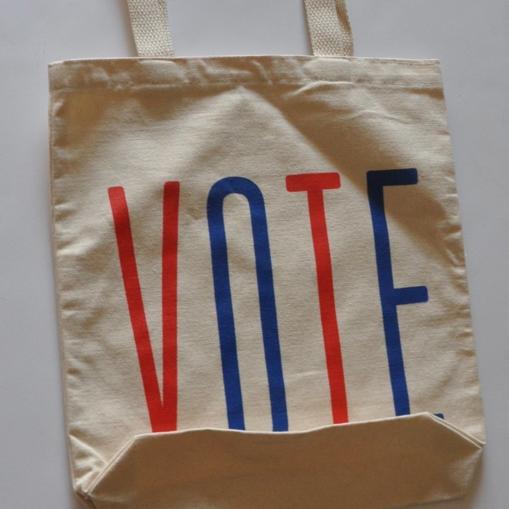 "VOTE" TOTE BAG RED WHITE BLUE